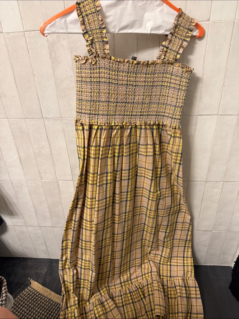 Rails Yellow Plaid Smocked Sundress